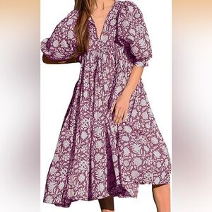 Floral Purple and White Maxi Dress